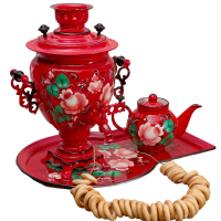 Самовар "Красные цветы"