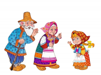 Композиция уличных фигур "Дед, баба, внучка"