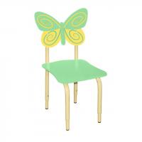 СТУЛ ДЕТСКИЙ НА МЕТАЛЛОКАРКАСЕ РЕГУЛИРУЕМЫЙ "БАБОЧКА" салатовый