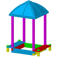 Песочница с крышей и лавочками (пластик)