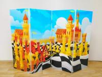 Напольная ширма гармошка "Шахматный город"