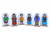 Набор кукол на подставке "Семья башкирская" 6 шт. материал - фанера