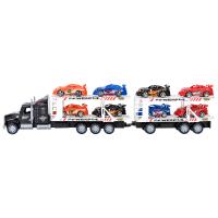Игрушечные машинки серии "Гоночный трек" (Автовоз - тягач с прицепом 64 см, черный. 8 гоночных машин)
